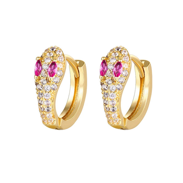 Zircon Snake Earrings With Diamond Encrustment Animals Zodiac Pattern