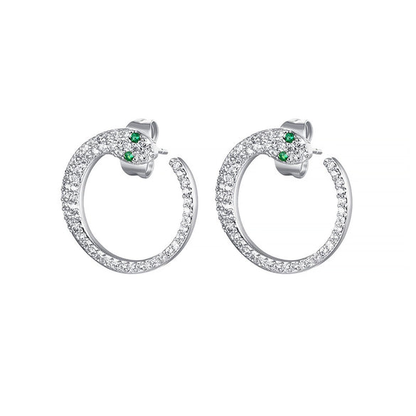 Zircon Snake Earrings With Diamond Encrustment Animals Zodiac Pattern