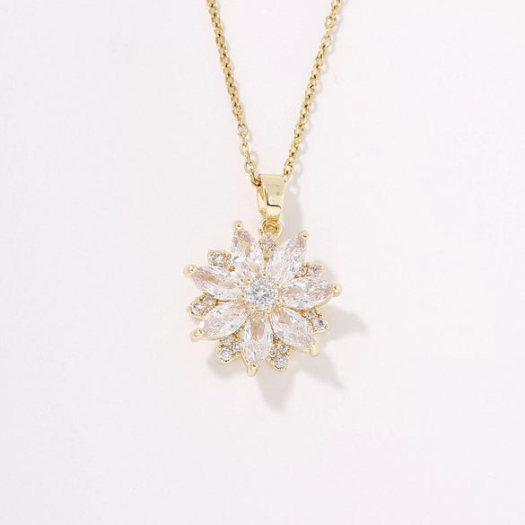 Zircon Snowflake Pendant Necklace For Women Twisted Chain Diamond Design