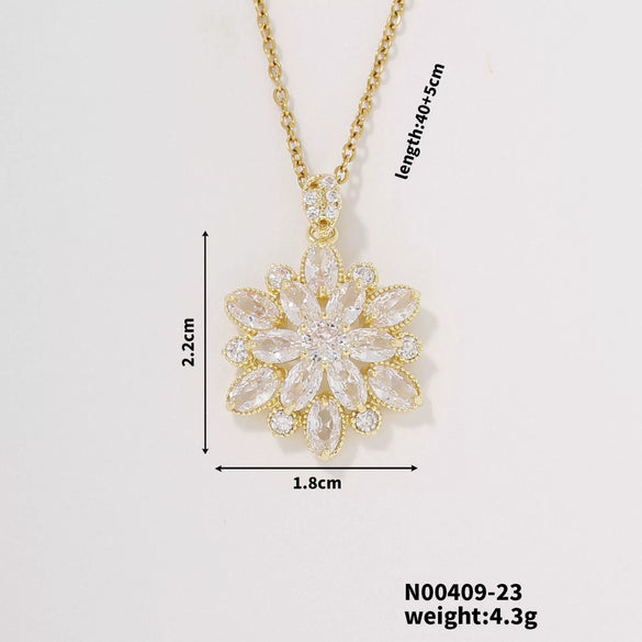 Zircon Snowflake Pendant Necklace For Women Twisted Chain Diamond Design