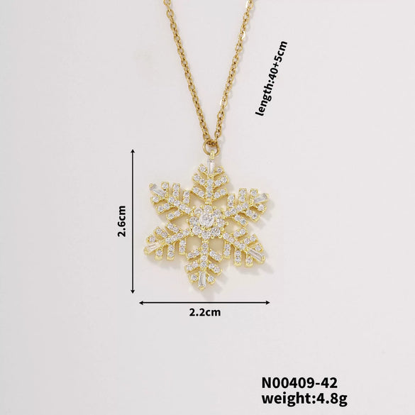 Zircon Snowflake Pendant Necklace For Women Twisted Chain Diamond Design