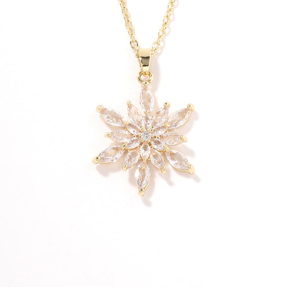 Zircon Snowflake Women's Necklace Fashionable And Elegant Design Twisted Chain