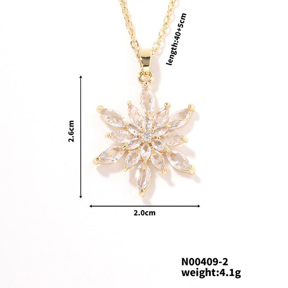 Zircon Snowflake Women's Necklace Fashionable And Elegant Design Twisted Chain