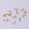 Zircon Stainless Steel Geometric Electroplated Ear Nail Piercing Jewelry