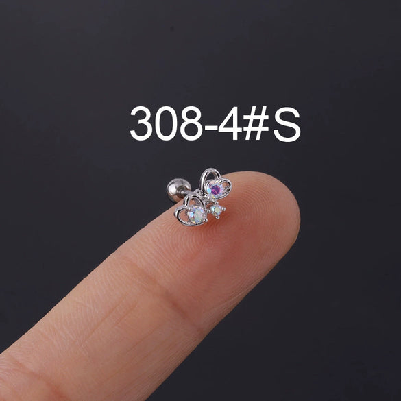 Zircon Stainless Steel Geometric Electroplated Ear Nail Piercing Jewelry
