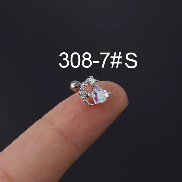 Zircon Stainless Steel Geometric Electroplated Ear Nail Piercing Jewelry
