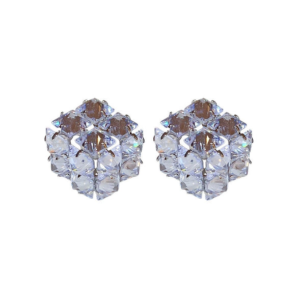 Zircon Three Dimensional Square Earrings For Women Geometric Style