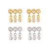 Zircon Water Drop Stud Earrings With Stainless Steel Posts Vacuum Gold Plated Geometric Jewelry For Women