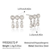 Zircon Water Drop Stud Earrings With Stainless Steel Posts Vacuum Gold Plated Geometric Jewelry For Women