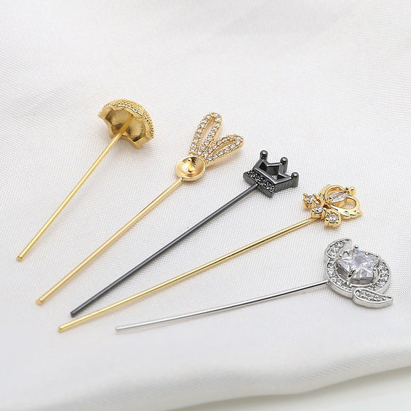 Zirconium Inlaid Copper Plated Gold Baroque Elf Magic Scepter Jewelry Accessories