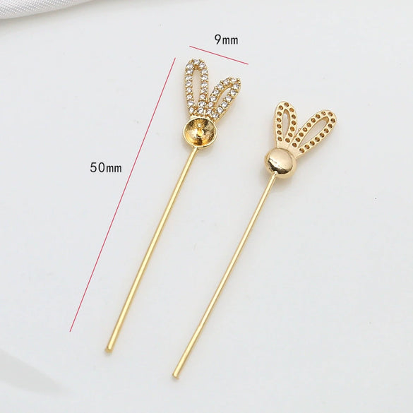 Zirconium Inlaid Copper Plated Gold Baroque Elf Magic Scepter Jewelry Accessories