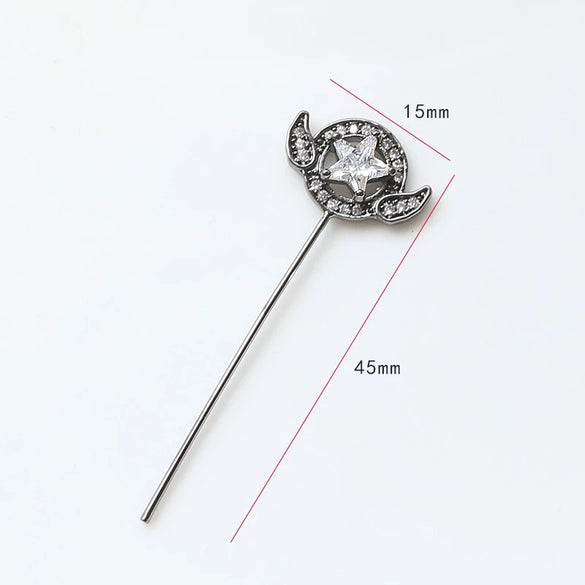 Zirconium Inlaid Copper Plated Gold Baroque Elf Magic Scepter Jewelry Accessories